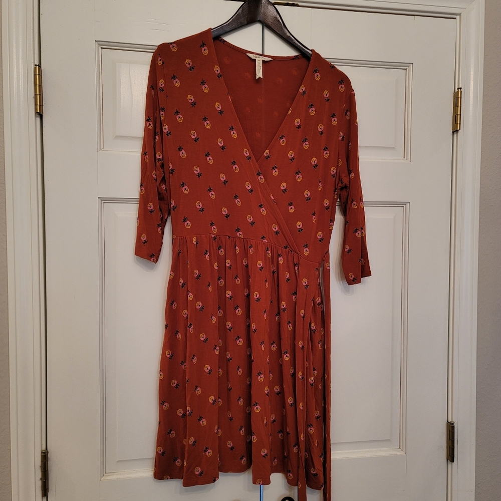 Matilda Jane Long Sleeve Knee Length Faux Wrap Dress M